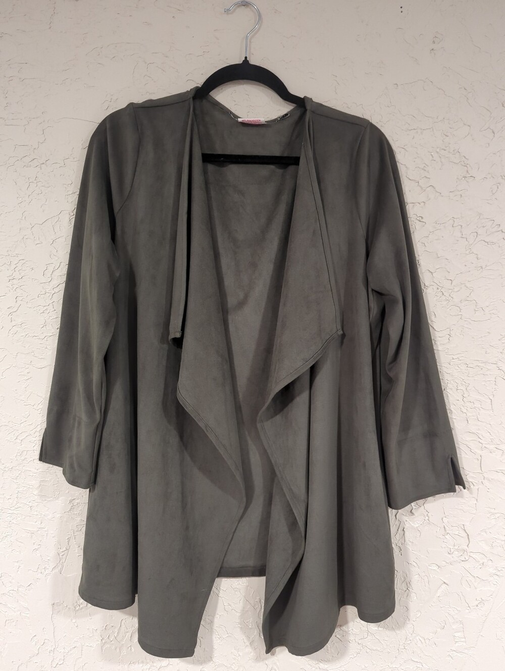 Gretchen Scott Grey Suede Open Front Draped Jacket Cardigan - Women's Medium